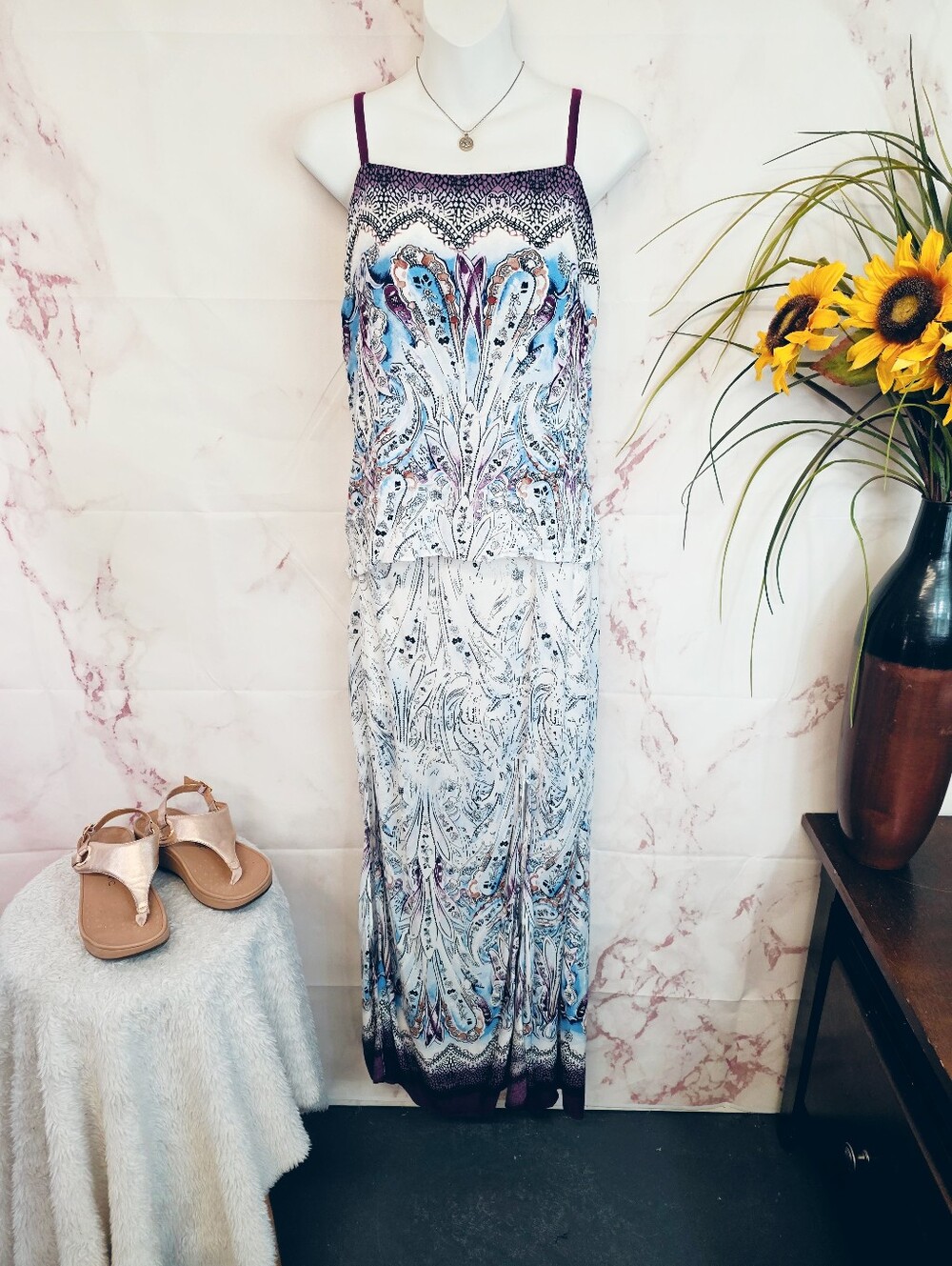 White House Black Market 2 Piece Paisley Maxi Skirt Set Size 2 Small - Picture 2 of 9